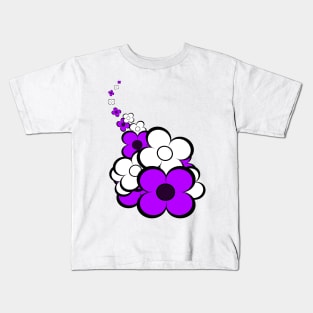 Purple and White Flowers Kids T-Shirt